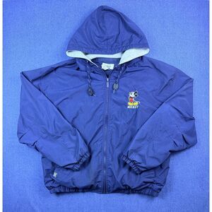 Vintage Disney Store Mickey Mouse Windbreaker Jacket Blue Hooded Large 90s